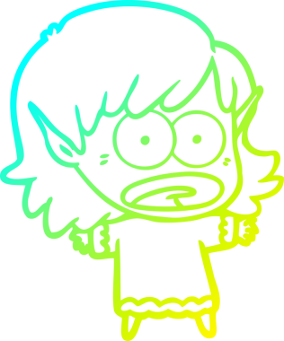 Bir çizgi film karakteri çizimi bir insan tarafından çizilmiş bir elf kızı şok etti.