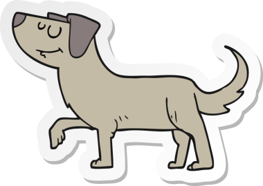 Bir insan tarafından çizilmiş bir köpeğin çıkartması.