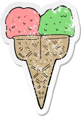 Bir insan tarafından çizilmiş karikatür dondurmasının sıkıntılı çıkartması.