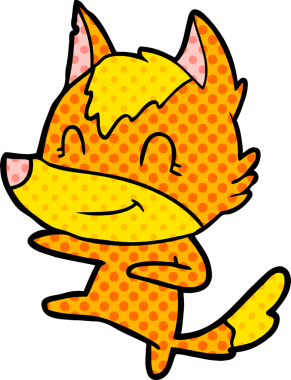 Bir insan tarafından çizilmiş tilki çizgi film karakteri