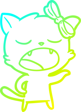 Bir insan tarafından çizilen esneyen bir çizgi filmin soğuk gradyan çizimi