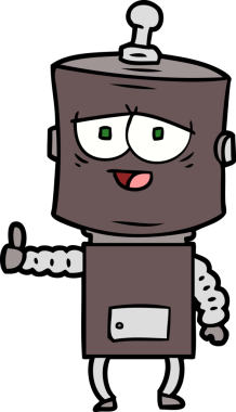 Bir insan tarafından çizilmiş çizgi film robotu