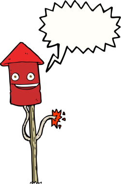 Bir insan tarafından çizilmiş konuşma baloncuklu havai fişek.