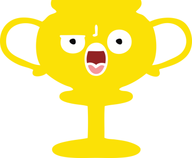 Bir insan tarafından çizilen kupanın düz renkli retro karikatürü