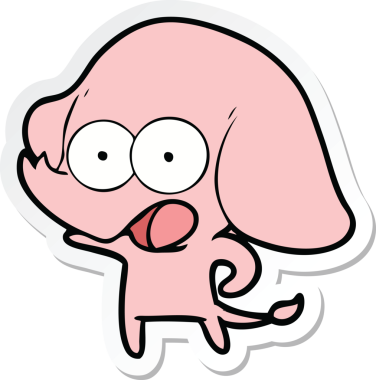 Bir insan tarafından çizilmiş şirin bir fil çıkartması.