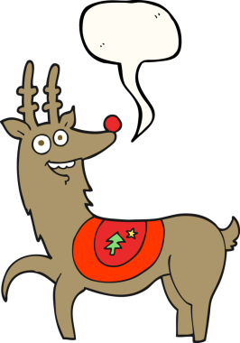 Bir insan tarafından çizilmiş serbest konuşma balonu karikatürü Noel ren geyiği.
