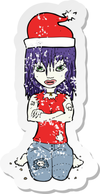 Bir insan tarafından çizilmiş bir karikatür noel vampirinin gerilmiş çıkartması.