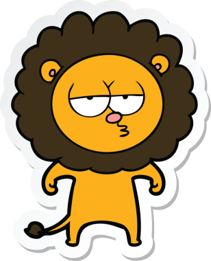 Bir insan tarafından çizilmiş canı sıkkın bir aslanın çıkartması.