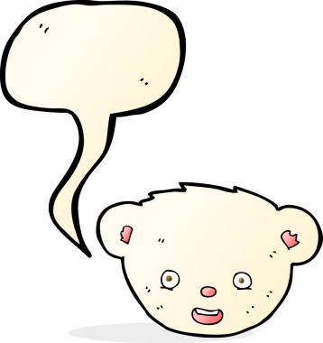 bir insan tarafından çizilmiş konuşma baloncuklu kutup ayısı yüzü.