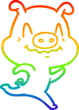 gökkuşağı gradyan çizimi bir insan tarafından çizilmiş sinir çizgi domuz