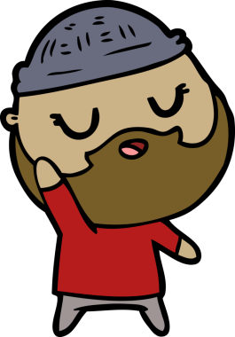 Bir insan tarafından çizilmiş sakallı sevimli bir çizgi film adamı.