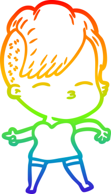 gökkuşağı gradyan çizimi bir çizgi film kızı bir insan tarafından çizilmiş.