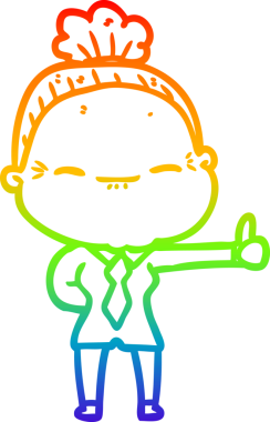 Gökkuşağı gradyan çizimi bir insan tarafından çizilmiş barışçıl yaşlı bir kadının çizimi