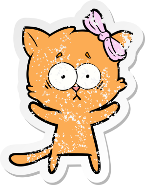 Bir insan tarafından çizilmiş karikatür bir kedinin sıkıntılı çıkartması.