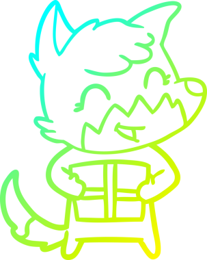 Bir insan tarafından çizilmiş mutlu bir tilkinin soğuk çizgi çizimi.