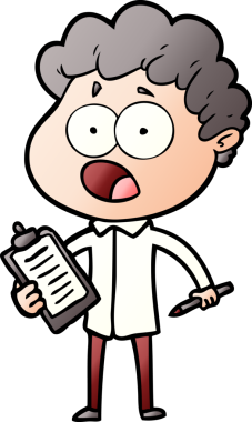 Bir insan tarafından çizilmiş bir karikatür adamı şaşkınlıkla nefes nefese kaldı.