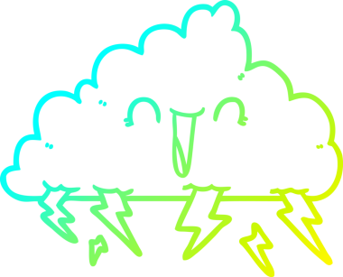 Bir insan tarafından çizilen bir çizgi film bulutunun soğuk gradyan çizimi