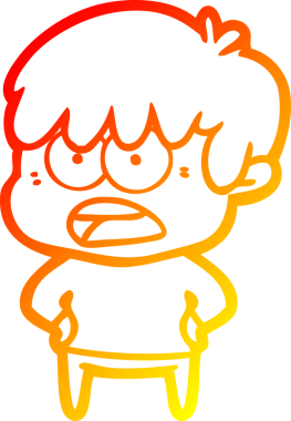 Bir insan tarafından çizilmiş endişeli bir çizgi film çocuğu çizimi.