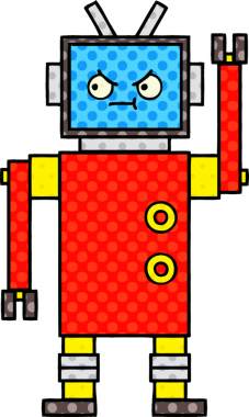 bir insan tarafından çizilmiş bir robotun çizgi roman tarzı