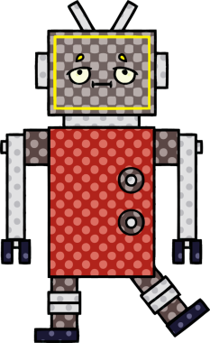 bir insan tarafından çizilmiş bir robotun çizgi roman tarzı