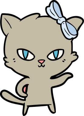 Bir insan tarafından çizilmiş sevimli çizgi film kedisi.