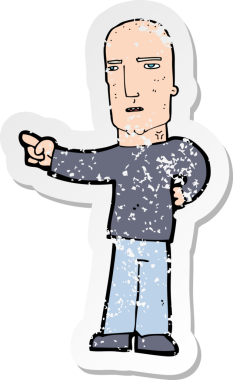 Bir insan tarafından çizilmiş sert bir adamın çizdiği karikatür yapıştırması.