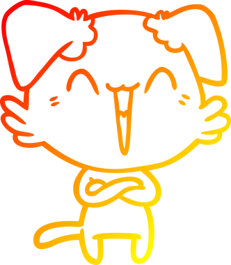 Bir insan tarafından çizilmiş mutlu, küçük bir köpek çizgi filmi.