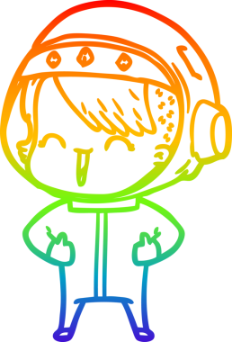 Gökkuşağı gradyan çizimi mutlu bir uzay kızının çizimi bir insan tarafından çizilmiş