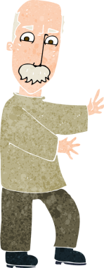 Bir insan tarafından çizilmiş kızgın yaşlı bir adam.