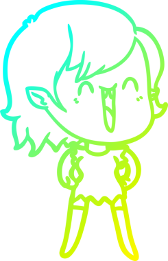 Bir insan tarafından çizilen mutlu vampir kız çizgi filminin soğuk gradyanı.