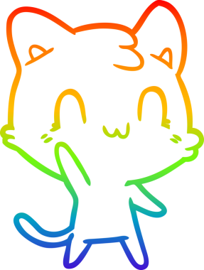 gökkuşağı gradyan çizgi çizimi Bir insan tarafından çizilmiş mutlu kedi