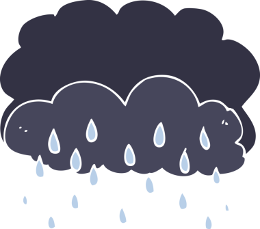 Bir insan tarafından çizilen gök gürültüsü bulutunun düz renk çizimi