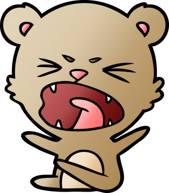 Bir insan tarafından çizilmiş kızgın çizgi film ayısı.