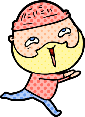 Bir insan tarafından çizilmiş mutlu sakallı bir adam.