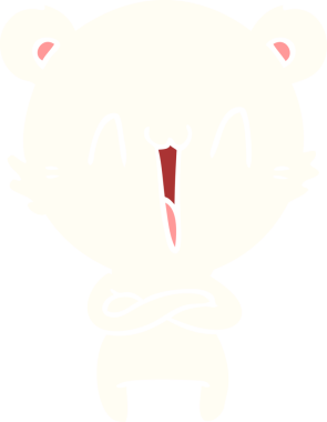 Bir insan tarafından çizilmiş mutlu kutup ayısı düz renkli çizgi film