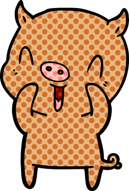 Bir insan tarafından çizilmiş mutlu çizgi film domuzu.