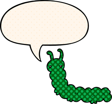 Çizgi roman tarzında konuşan bir tırtıl insan tarafından çizilmiş.