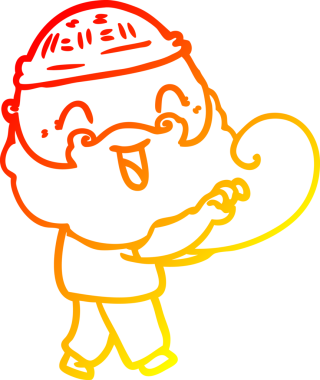 Mutlu sakallı bir adamın bir insan tarafından çizilmiş sıcak çizgi çizimi.