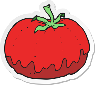 Bir insan tarafından çizilmiş bir domates etiketi.