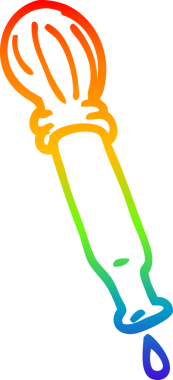 Bir insan tarafından çizilmiş gökkuşağı gradyan çizgi çizimi damlayan pipet