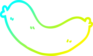 Bir insan tarafından çizilmiş pişmemiş bir sosisin soğuk gradyan çizimi