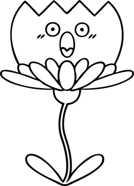 Bir insan tarafından çizilmiş bir çiçeğin çizgi çizimi