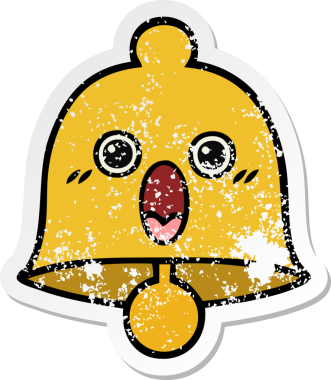 Bir insan tarafından çizilmiş sevimli bir çanın sıkıntılı çıkartması.