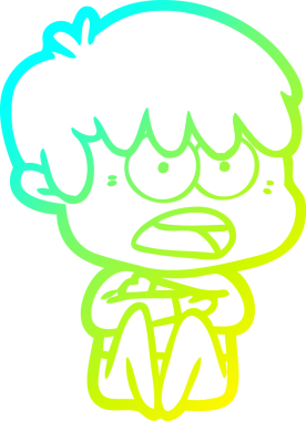 Bir insan tarafından çizilmiş endişeli çizgi film çocuğunun soğuk gradyan çizgisi.