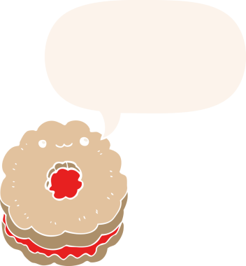 bir insan tarafından çizilmiş eski usul konuşma baloncuklu çizgi film bisküvisi