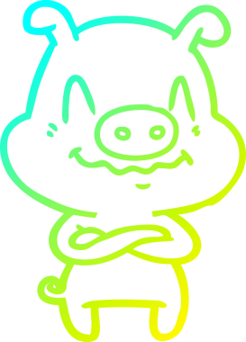 Bir insan tarafından çizilmiş bir domuz çizgi filminin soğuk gradyanı.