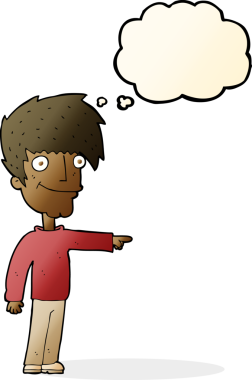 çizgi film mutlu adam bir insan tarafından çizilen düşünce baloncuğu ile işaret