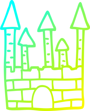 Bir insan tarafından çizilmiş geleneksel bir şatonun soğuk çizgi çizimi.