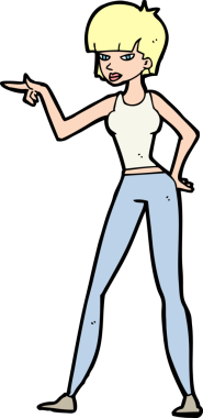 Bir insan tarafından çizilmiş çizgi film kadını.