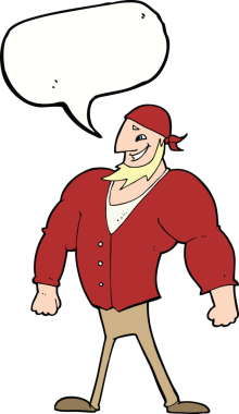 Bir insan tarafından çizilmiş konuşma baloncuğu olan erkek bir denizci.